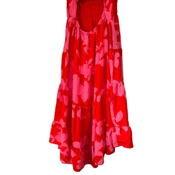 By Anthropologie Silverlake Flutter Sleeve Maxi Dress XL Pink Floral Pockets - Picture 6 of 9